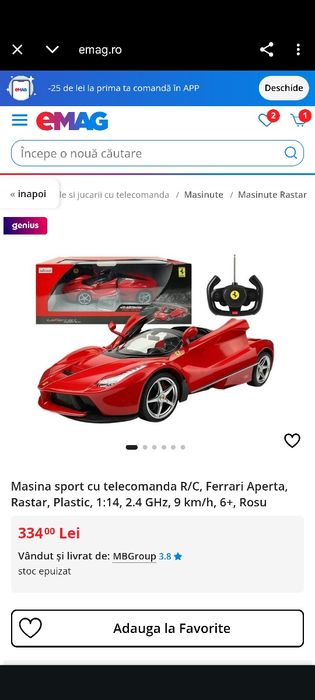 Masina Cu Telecomanda Ferrari Laferrari Scara 1 La 14