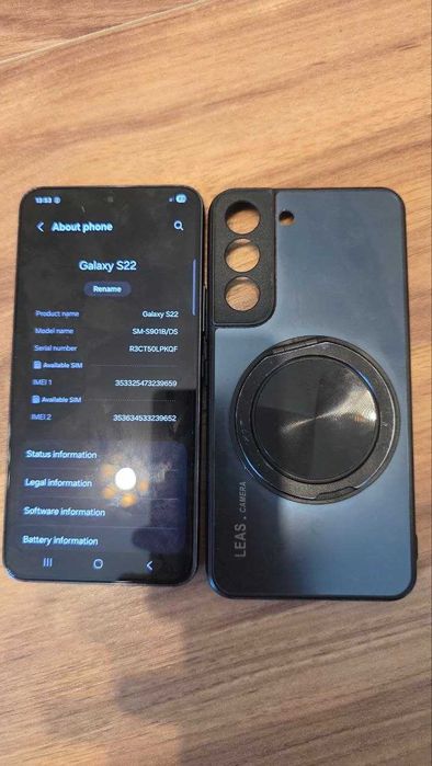 Samsung S22 128GB Black – stare foarte bună + husă magnetică anti-soc + cutie