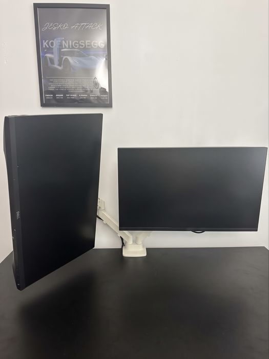 Set 2 monitoare gaming TCL 25" 300Hz + Dell 24" + braț IKEA