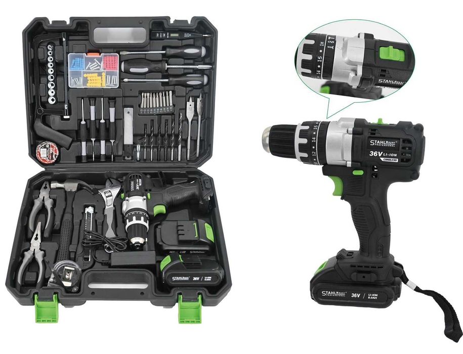 Акумулаторен ударен винтоверт 36V 8Ah 111 части в куфар StahlMayer