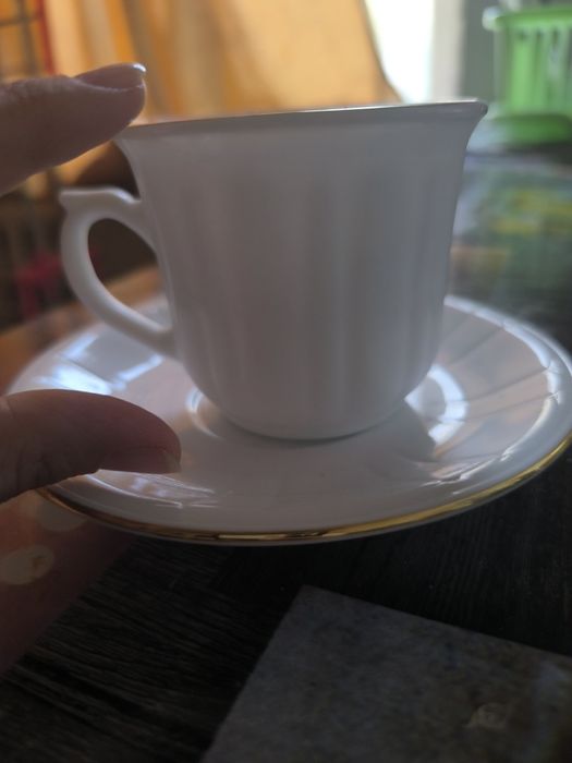 Элегантный кофейный набор 12 предметов с золотым кантом