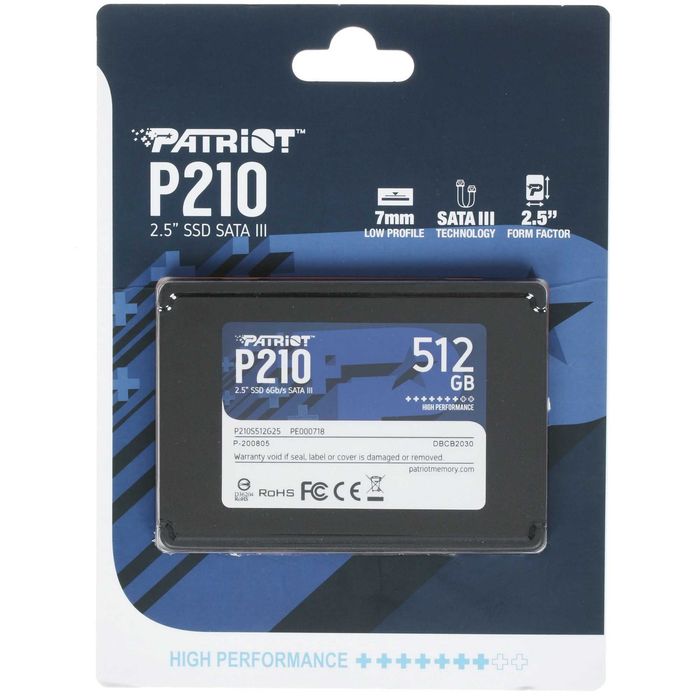 - Твердотельный накопитель SSD 512GB Patriot P210 / P220 2.5" SATA III
