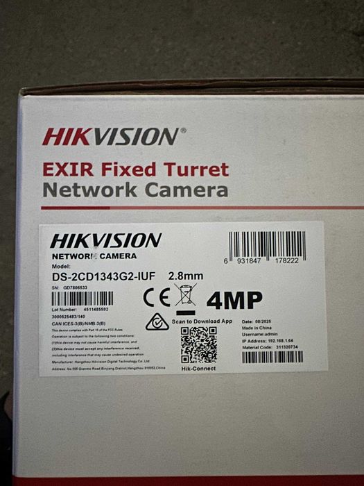 Камера Hikvision 4MP 2.8mm с микрофоном