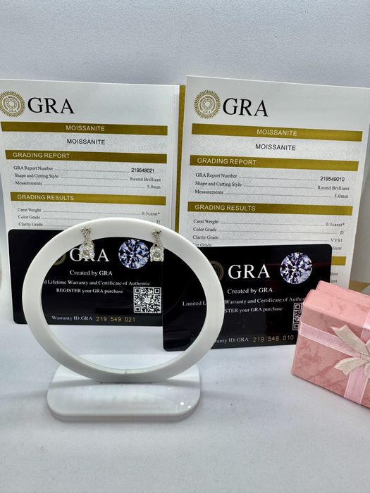 Сребърни обеци с мойсанит (Диамант) 0.5 карата