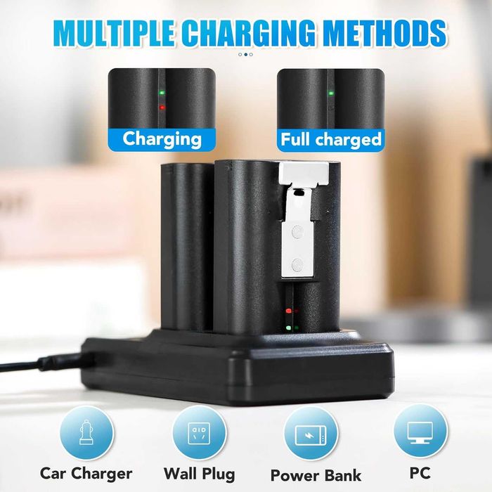 7200mAh 2 броя акумулаторни батерии за Ring и зарядно с LED дисплей