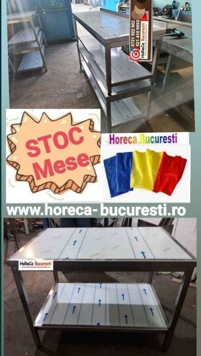 Masa inox cu polita / Mese inox / Masa inox profesionala horeca