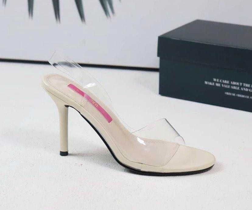 елегантни ZARA сандали на висок ток с прозрачна част