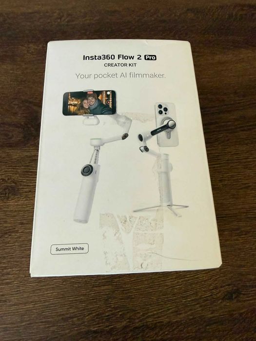 Stabilizator imagine Gimbal INSTA360 Flow 2 Pro Creator Kit, Bluetooth, 3 axe, 1100mAh, summit white
