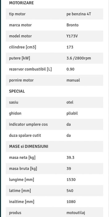 Masina tuns iarba Bronto , cu tractiune spate