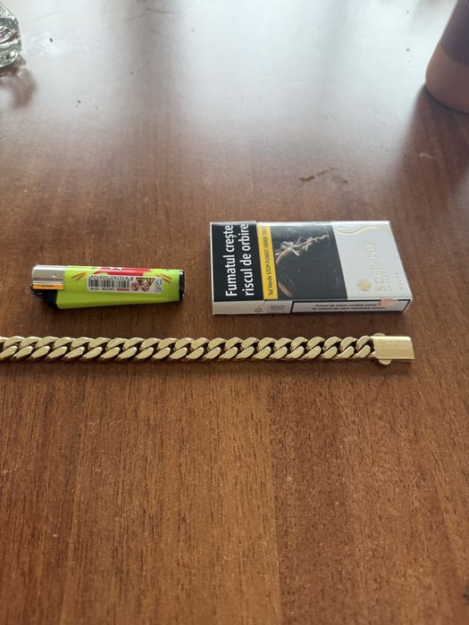 Bratara aur Cuban plina aur masiv 14 karate 100 grame lucrata manual