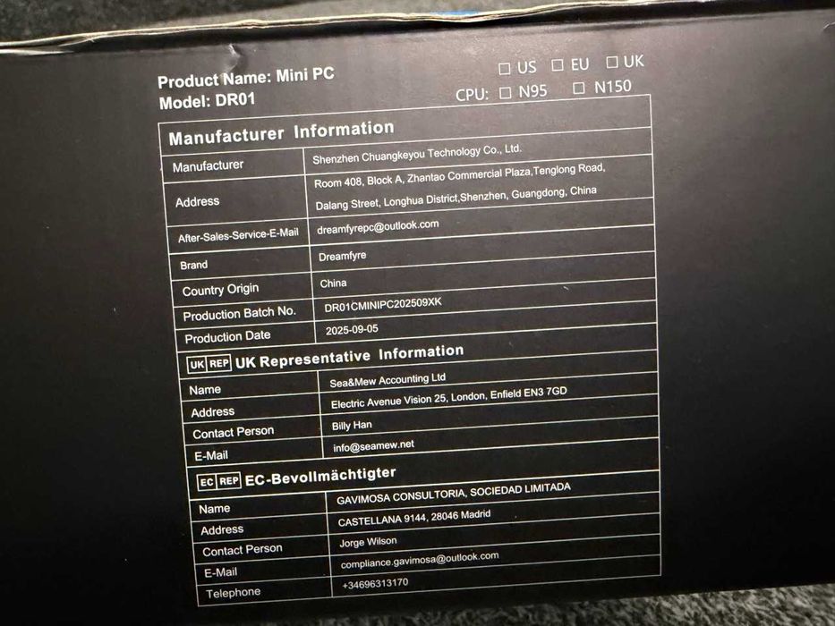 MiniPC / Dreamfire DR01 / N95 Alder Lake / 16+512 / NOU