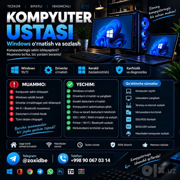 Windows, driver o'rnatish service