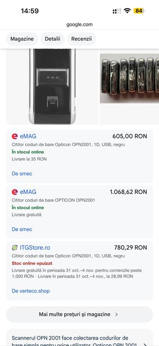 Cititor coduri de bare Opticon OPN2001, 1D, USB, negru