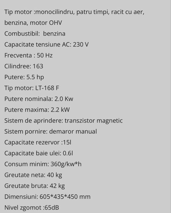 Vand geneator pret fix 1400 lei doar azi