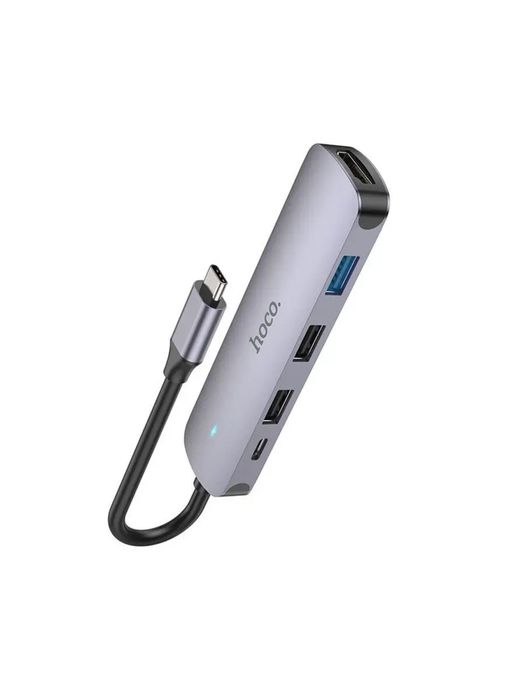 USB Type-C Хаб HOCO HB27 5 в 1, HDMI, USB 3.0, 2×USB 2.0, PD 100W