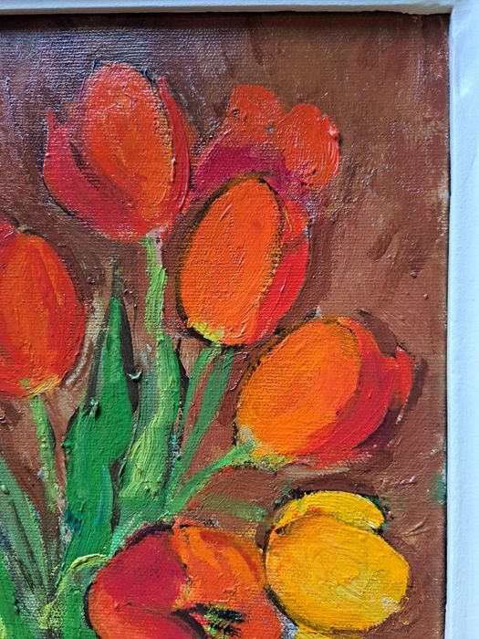 Pictură,2 buc."Lalele"și"Părăluțe",Maria Otilia(Măriuca) Oteteleșanu