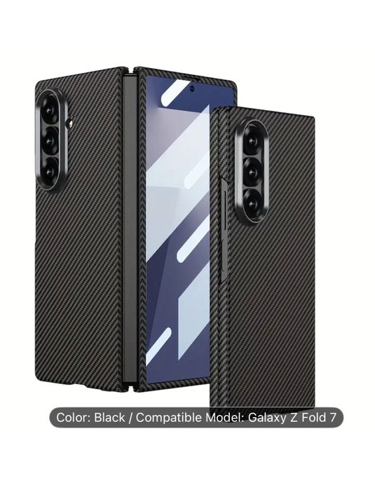 Samsung Z FOLD 7 Husa 360 Carbon Type Folie Sticla pe Fata