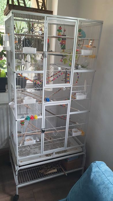 Colivie Voliere PawHut – Cu Roti, Scari 83x53x180cm Alba