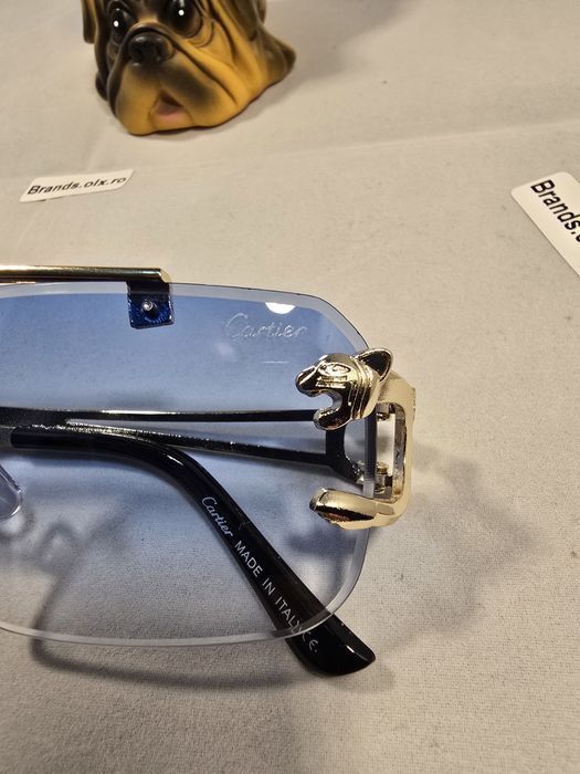 Set Ochelari de soare Cartier, Gold Frame, Blue Lenses, 8809