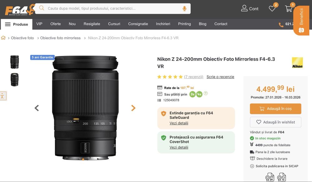 Nikon Z 24-200mm Obiectiv Foto Mirrorless F4-6.3 VR