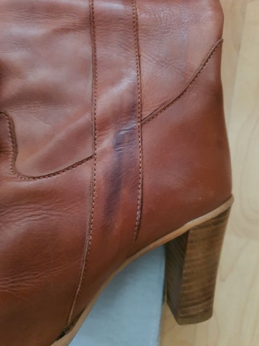 Cizme maro de piele cu toc