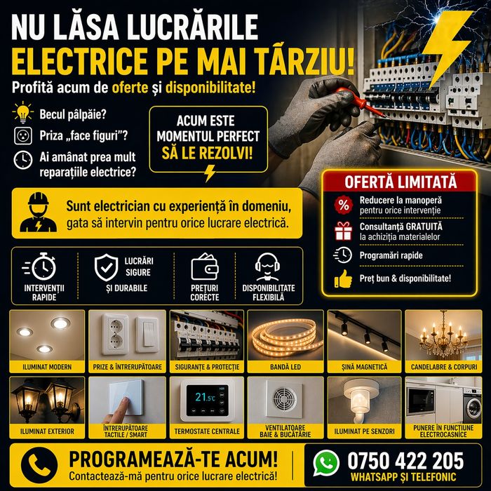 Electrician cu experienta - Cluj Napoca si imprejurimi