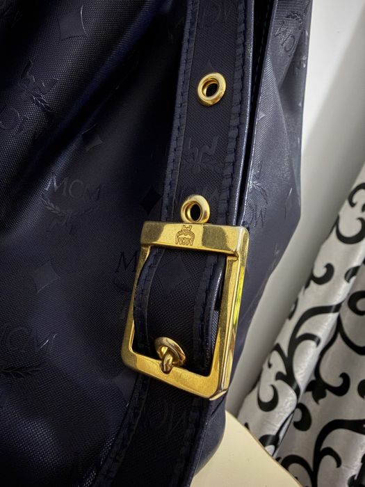 MCM Drawstring Bucket Bag Navy