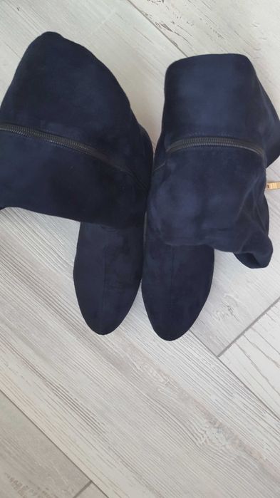 Тъмно сини велурени дамски високи ботуши ELIZA р-р 39