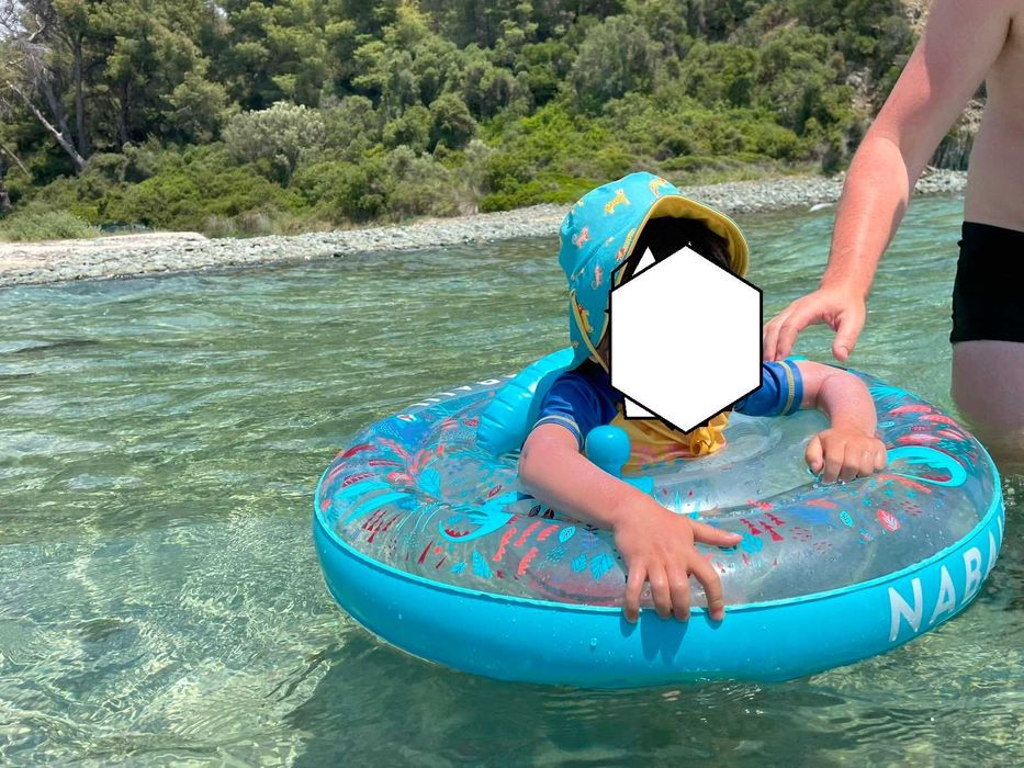 Colac cu manere si chilot pentru piscină/plaja, albastru pentru copii 7-15kg