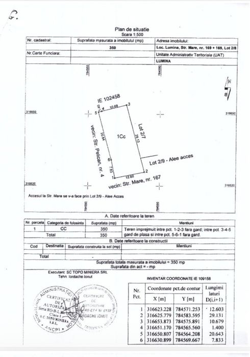 Teren intravilan 350 mp în Lumina – Ideal pentru casă