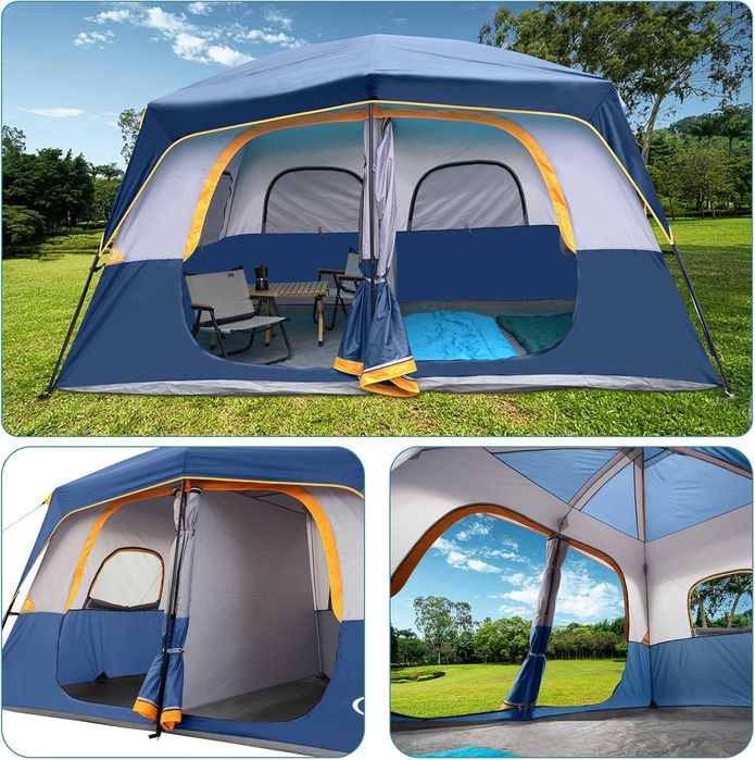 Cort de camping UNP pentru 4-8 persoane, impermeabil și rezistent la vânt, cu prelată de ploaie