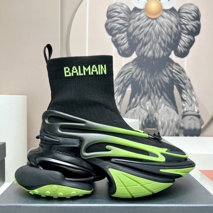 Balmain Futuristic Sock Sneaker - Black/Neon Green