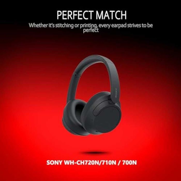 Set 2 bureti pentru casti Sony WH-CH720N, WH-CH710N, WH-CH700N, Over-Ear - Negru - Spuma cu memorie - Piele ecologica