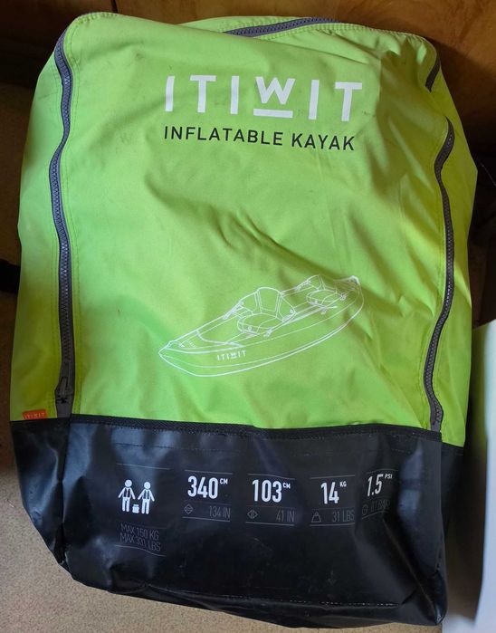 Hадуваем Каяк  ITIWIT / Touring 100 - 2 Места, 2 Алуминиеви сгъваеми гребла, Помпа ITIWIT.