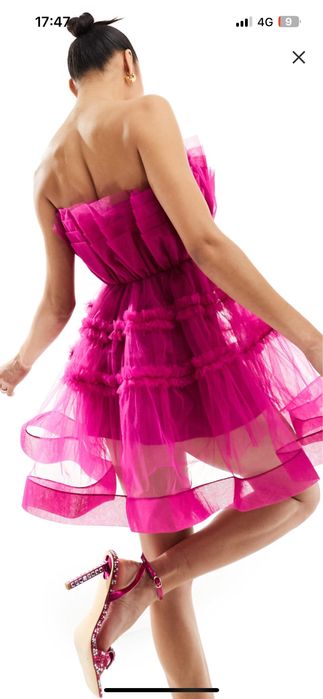 Rochie din tulle XS, fucsia, Lace and Beads, noua, cu eticheta