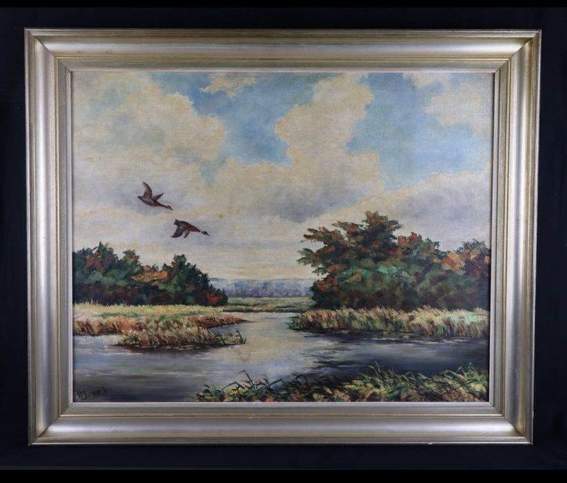 Tablou H. Isensee – Moorteich mit auffliegenden Enten