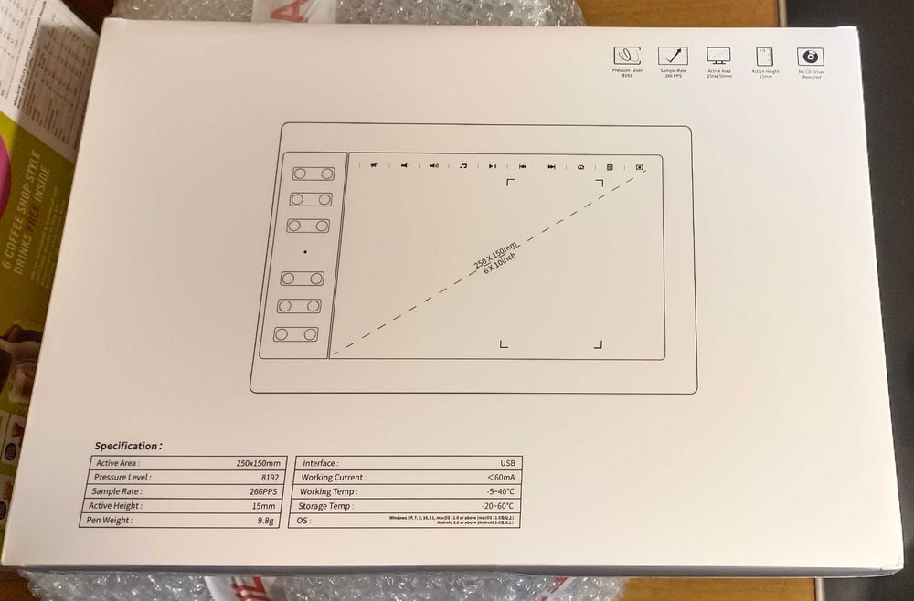 Tableta grafica 8192 niveluri presiune 10x6" 12 Butoane, noua sigilata