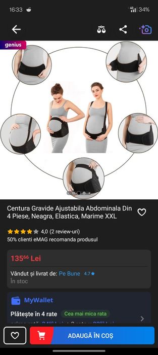 Centura Gravide Ajustabila Abdominala Din 4 Piese XXL