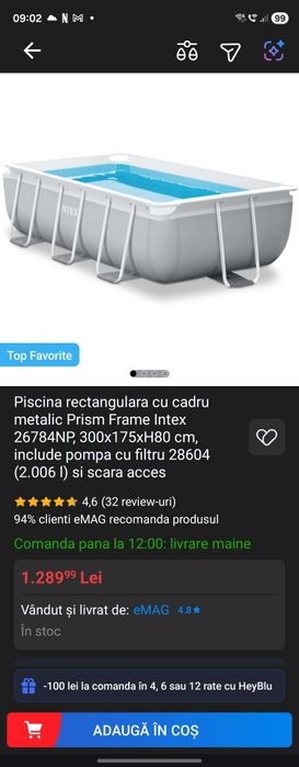 Vand piscina Intex