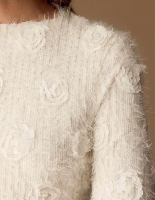 Нов разкошен пуловер  3 Д рози