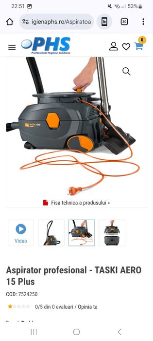 Aspirator Profesional super silent  Taski Aero 15 Plus nou