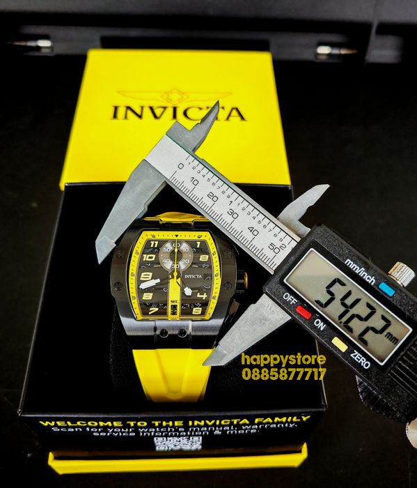 часовник INVICTA Racing Yellow 44mm-54mm, Инвикта нов