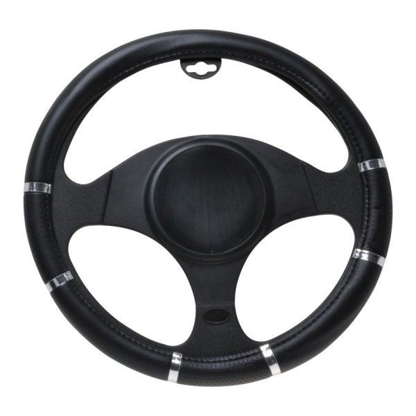 Husa volan Chrome Ring Black, material cauciucat, diametru 37-39cm