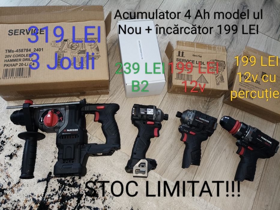 Mașină de înșurubat cu impact parkside performance 20v pe acumulator
