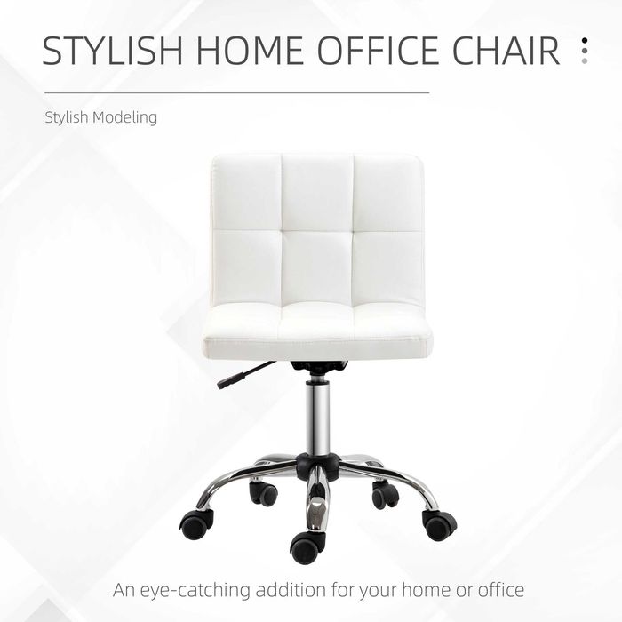 Scaun rotativ din piele sintetica, 46x51x76-88cm, Alb , HOMCOM , x3 buc Disponibile