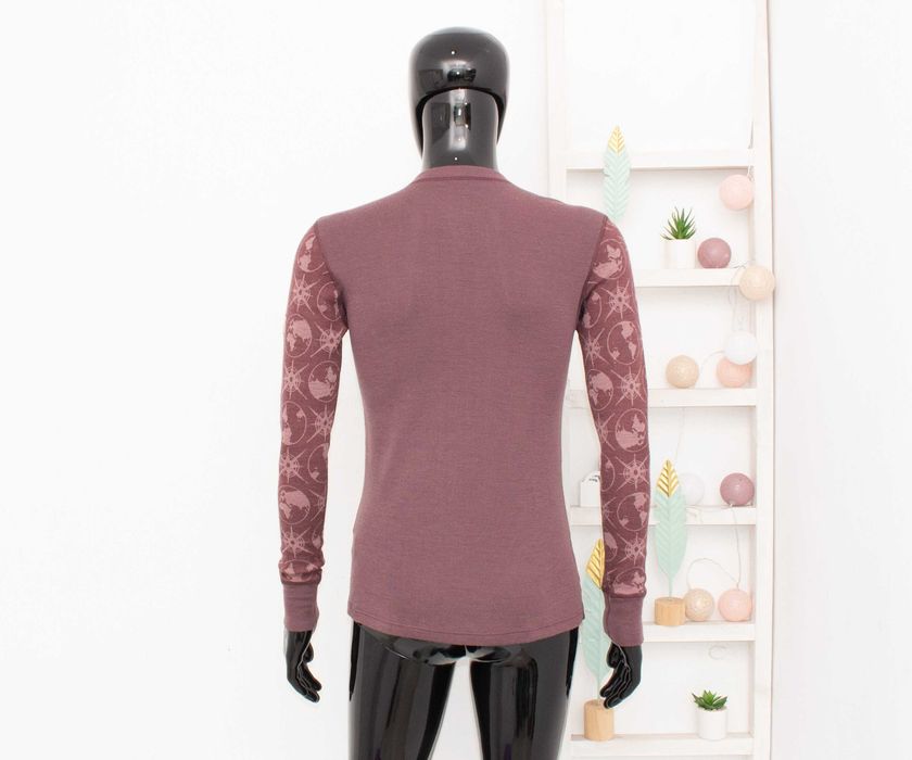 Janus мъжка блуза от мериносна вълна кафява термо бельо дълъг ръкав L