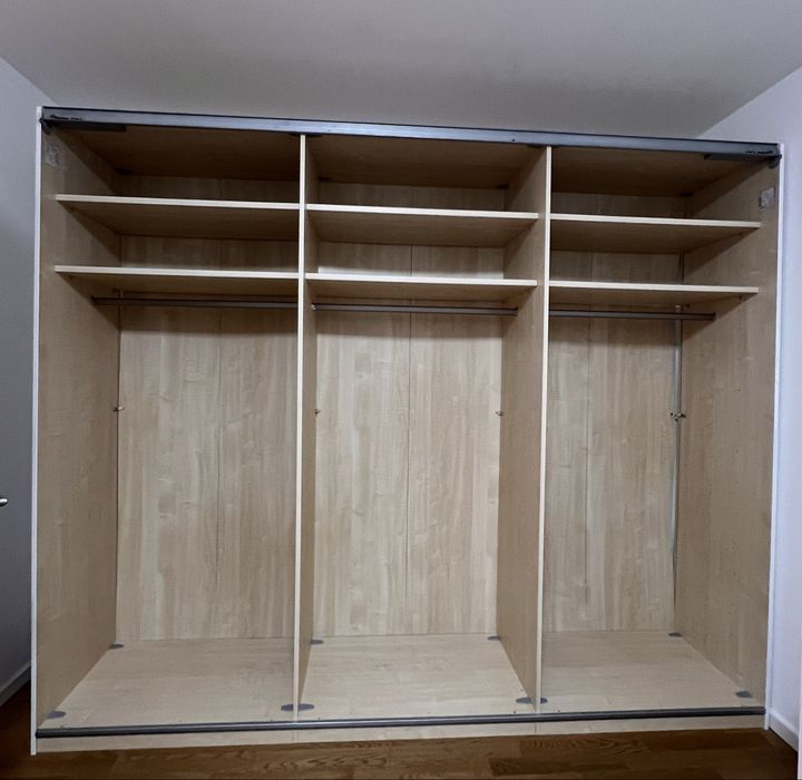 Dressing/ Dulap 270/222/69 cm 3 usi culisante sticla alba/oglinda