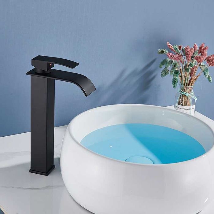 Baterie Cascada Lavoar Chiuveta Baie Bucatarie Modern Neagra Inalta