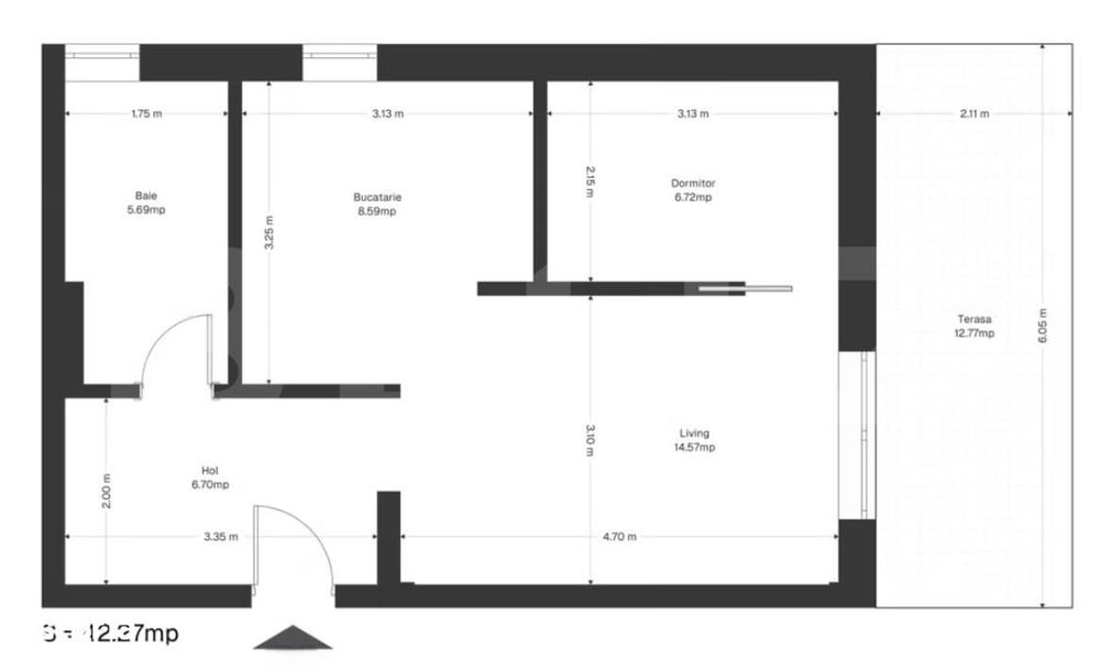 Apartement 1 camera, 42.26 mp utili+ 12 mp gradina, zona Ghirodei — fotografia 1