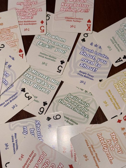 Игровые карты в тематике Формула1